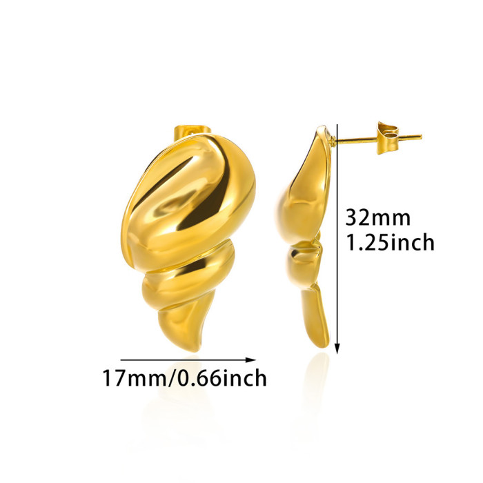 European and American Cross-Border Stainless Steel Jewelry Exaggerated 18K Gold Wings Round Ball Conch Braided Earrings High-End Earrings