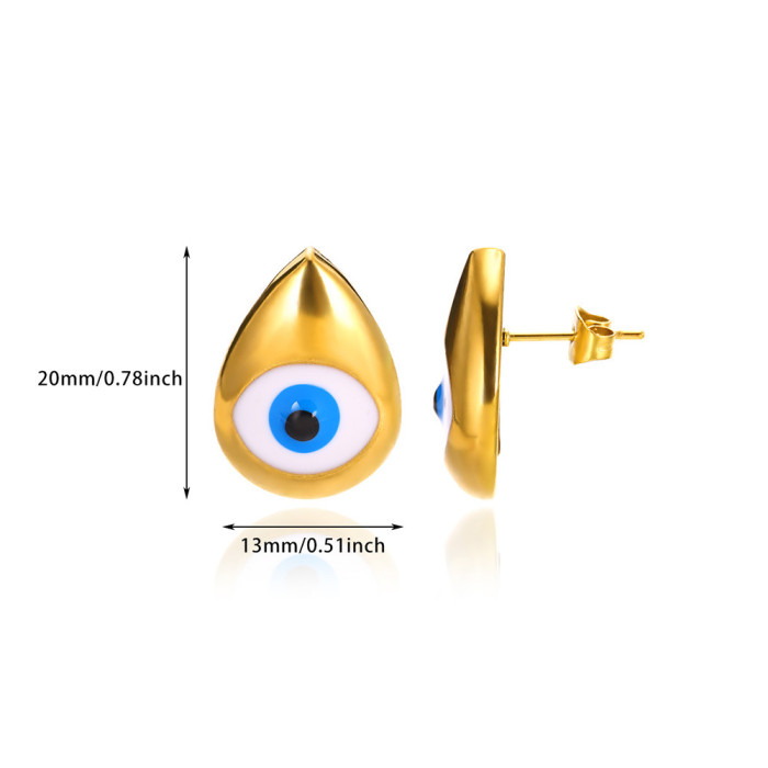 European and American New Style Personality Evil Blue Eye Stud Earrings Cross-Border Retro Fashion Hot-Selling Demon Eye Stainless Steel Earrings