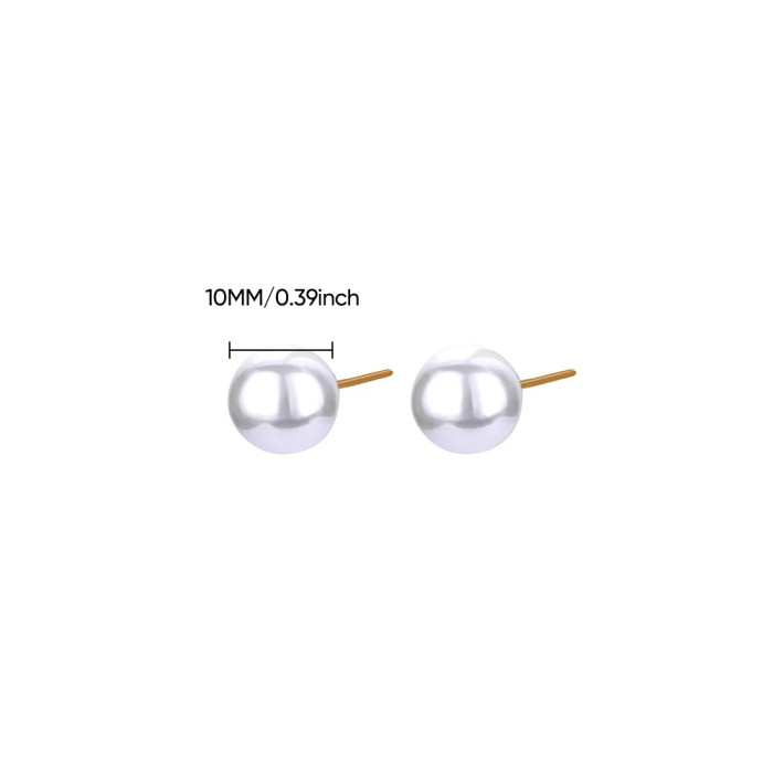 Style Stainless Steel Imitation Pearl Earrings for Women Fashion French Light Luxury High-end Feel Earrings 18K Earri...
