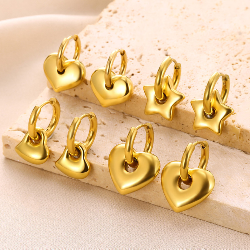 Cross-Border E-commerce Heart Round Line Earrings Stainless Steel Earrings Korean Fashion Simple Ear Bone Clip Manufacturer Sale