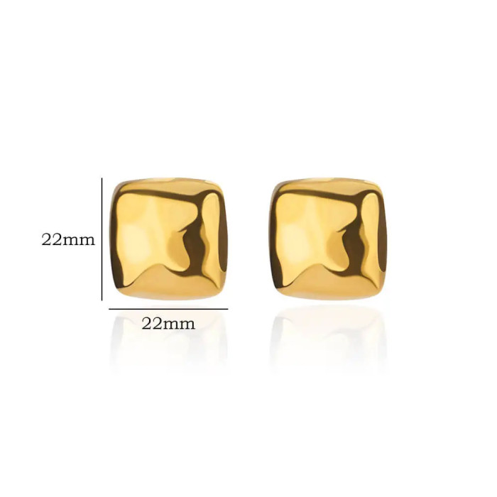 Amazon New Square Geometric INS Style Women's Stainless Steel Gold-plated Earrings Fashionable Personality High-end Stud Earrings