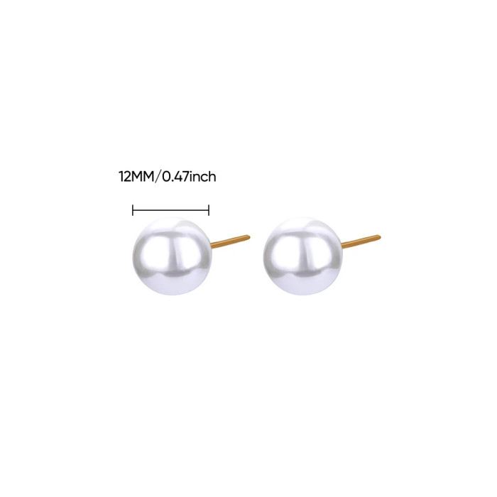 Style Stainless Steel Imitation Pearl Earrings for Women Fashion French Light Luxury High-end Feel Earrings 18K Earri...