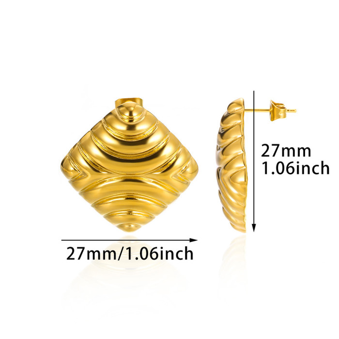 Hot-Selling Fashion Geometric Pendant Stainless Steel 18K Gold Plated Earrings Personality Simple Niche Design Sense...
