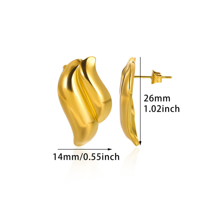 European and American Cross-Border Stainless Steel Jewelry Exaggerated 18K Gold Wings Round Ball Conch Braided Earrings High-End Earrings