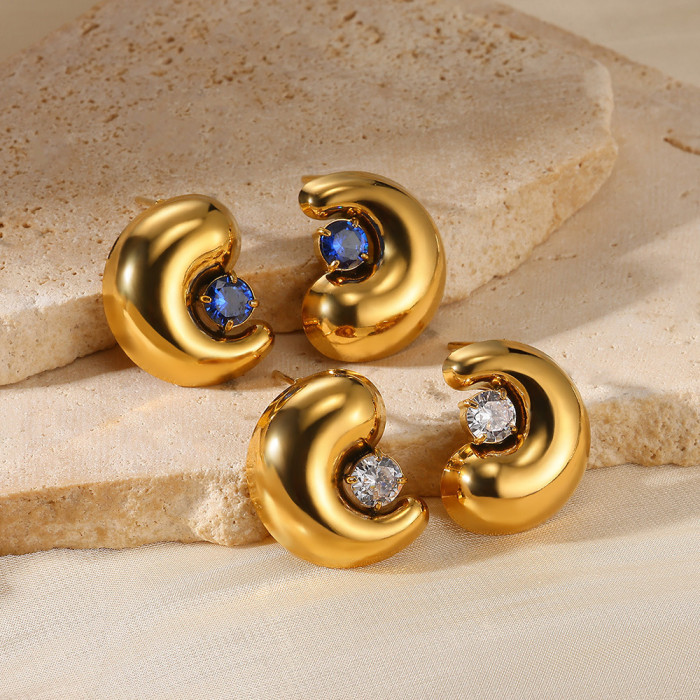 Fashion New Style Personality Simple Stainless Steel Water Drop Earrings Irregular Niche Versatile Elegant Stud Earrings