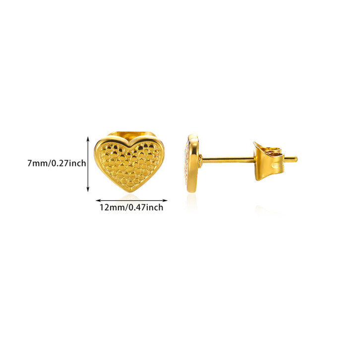 Cross-Border New Ocean Style Starfish Shell Stud Earrings Stainless Steel 18K Gold Plated Heart Moon Small Stud Earrings