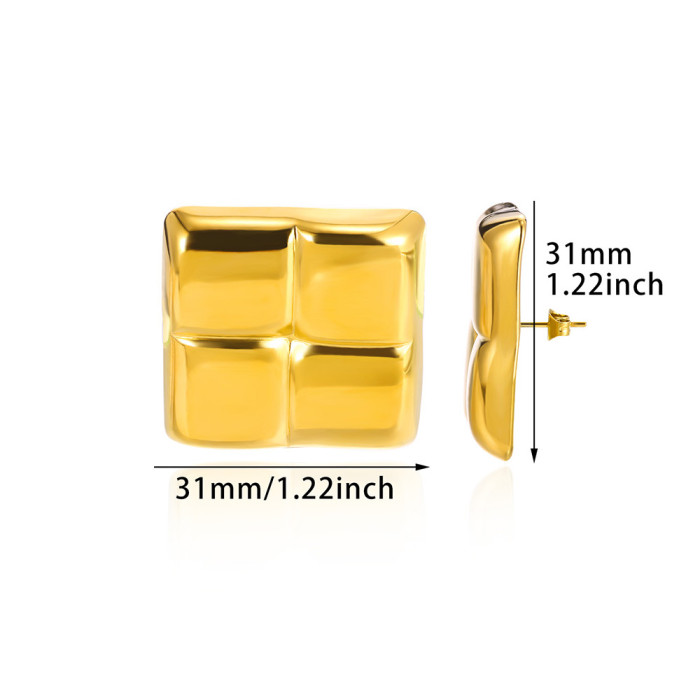Hot-Selling Fashion Geometric Pendant Stainless Steel 18K Gold Plated Earrings Personality Simple Niche Design Sense...