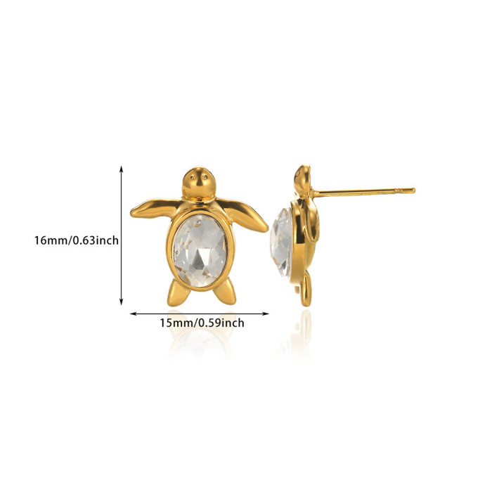 New Hot-Selling Stainless Steel Zircon Earrings Turtle Ocean Small Turtle Beach Vacation Earrings Wholesale