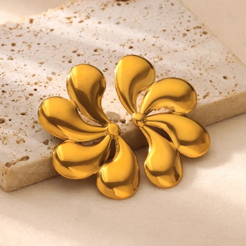 European and American Cross-Border Design Photosensitive Surface Comma Water Drop Earrings for Women Fashion Ins Geometric Gold-Plated Stainless Steel Earrings