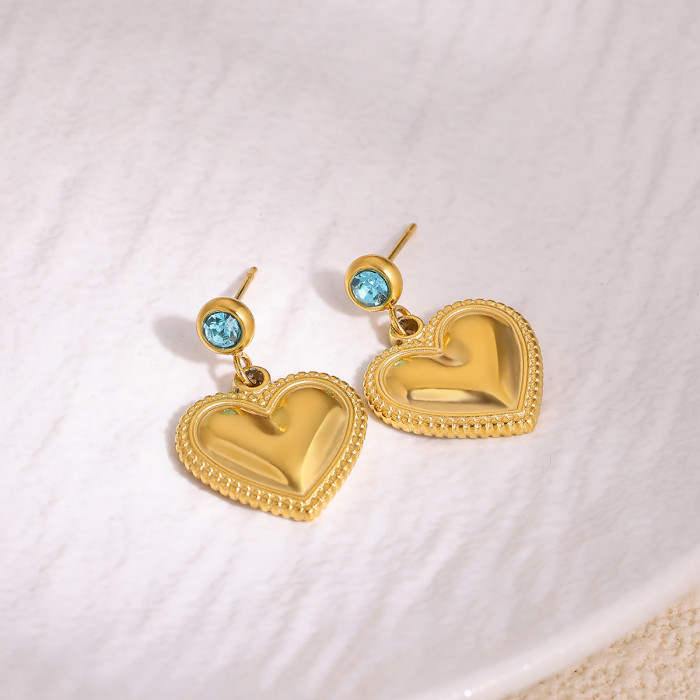 European and American Light Luxury High-end Heart-shaped Earrings for Women Stainless Steel 18k Gold Plated Heart-shaped Earrings Cross-border Wholesale