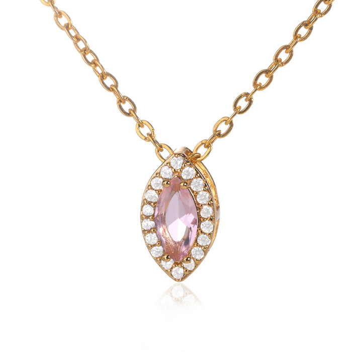 European and American Micro Pave Zircon Water Drop Pendant Necklace Birthstone Month Niche Design Sense Light Luxury Clavicle Chain Necklace for Women
