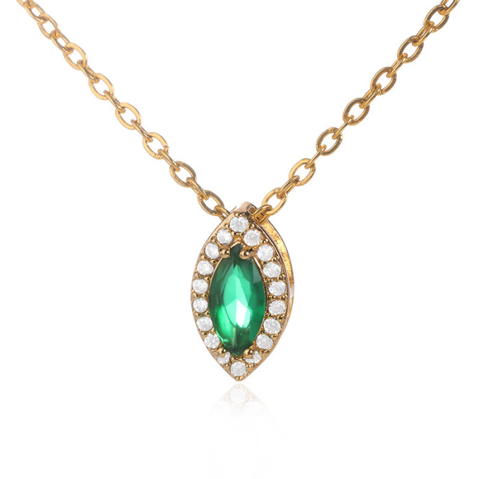 European and American Micro Pave Zircon Water Drop Pendant Necklace Birthstone Month Niche Design Sense Light Luxury Clavicle Chain Necklace for Women