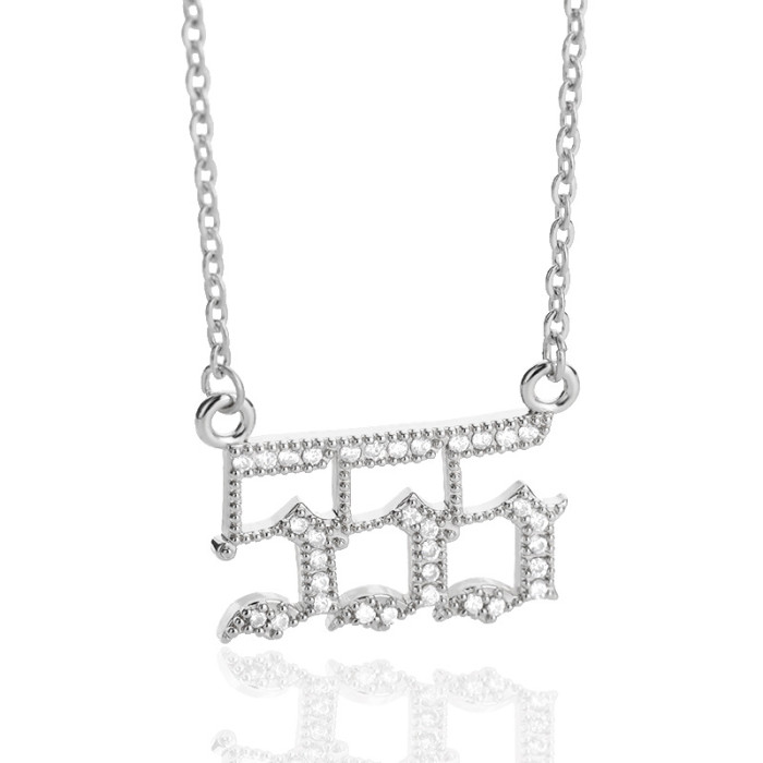 European and American New Style Number Necklace Angel 111-999 Zircon Necklace for Men and Women Couples Ancient English Necklace Cross-border