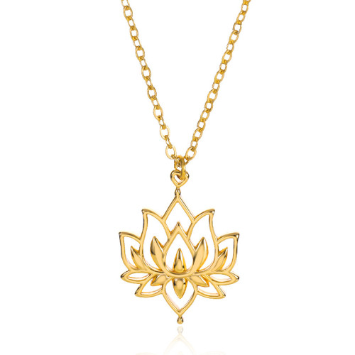 AliExpress Simple Hollow Lotus Necklace Women's Necklace Plant Series Summer Accessories Lotus Necklace In Stock