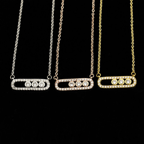 Factory Direct Sale Korean Version Creative Simple Charming Zircon Two-tone Necklace Versatile Jewelry Three Colors Available