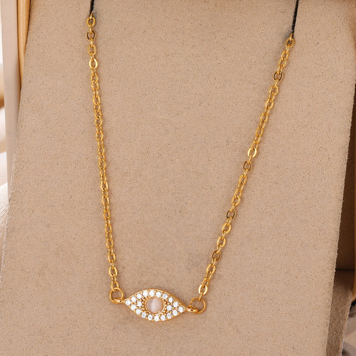 Cross-Border Hot-Selling Devil's Eye Micro-Inlaid Zircon Necklace European and American Retro Blue Eye Necklace Jewelry Dropshipping