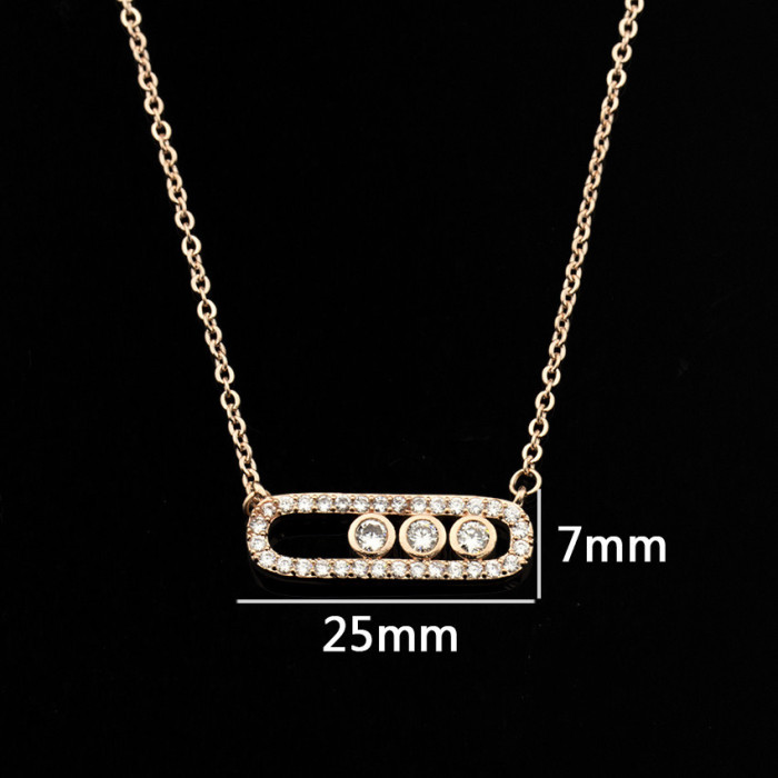 Factory Direct Sale Korean Version Creative Simple Charming Zircon Two-tone Necklace Versatile Jewelry Three Colors Available