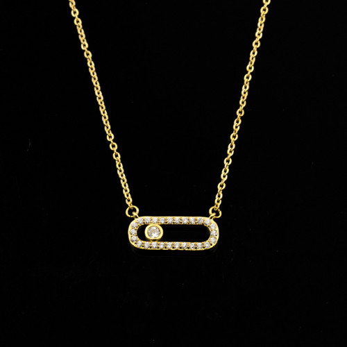 Cross-Border Jewelry Korean Version Creative Simple Charming Zircon Necklace Jewelry Versatile Single Zircon Three Colors Available