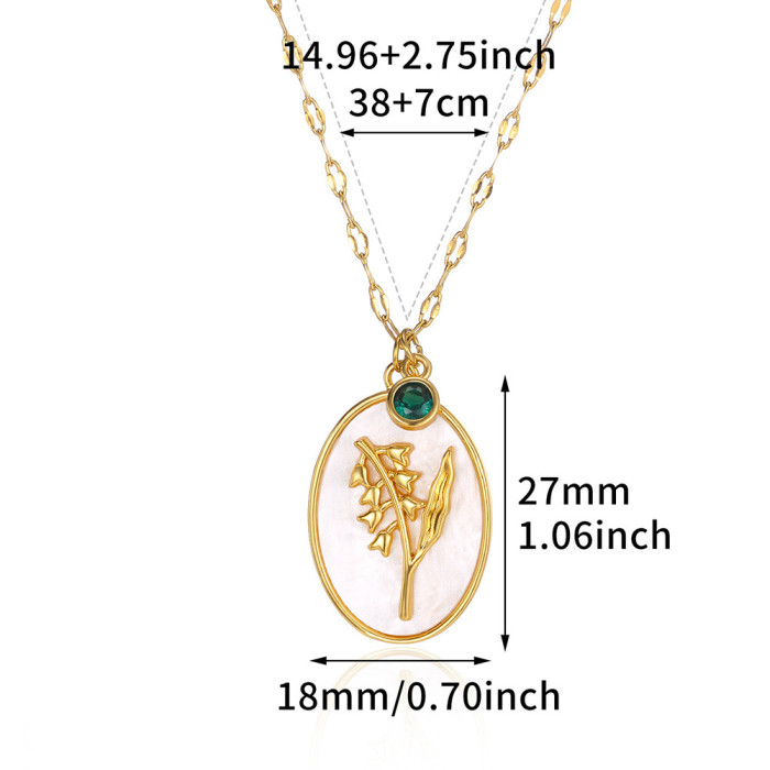 European and American Cross-Border New December Flower Necklace Three-Dimensional Floral Oval Shell Pendant Birthstone Monthly Flower Collarbone Chain