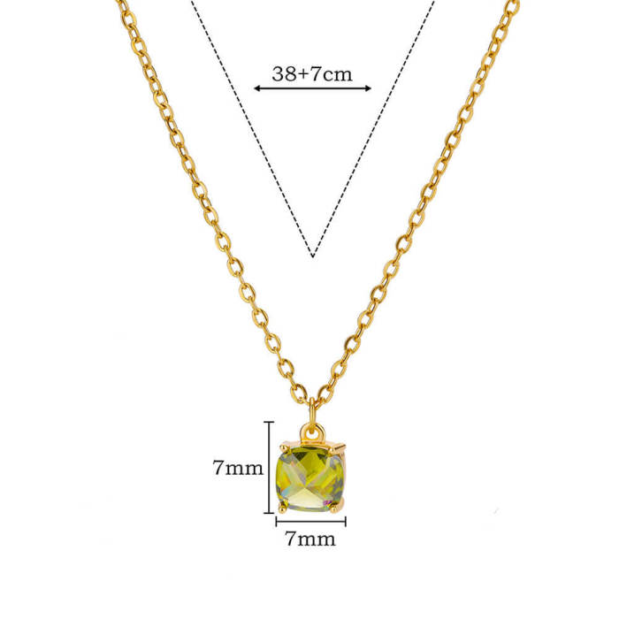 European and American New Simple Necklace for Women, Niche Design with Micro Inlaid Colorful Zircon, Personalized Versatile Collarbone Chain Jewelry
