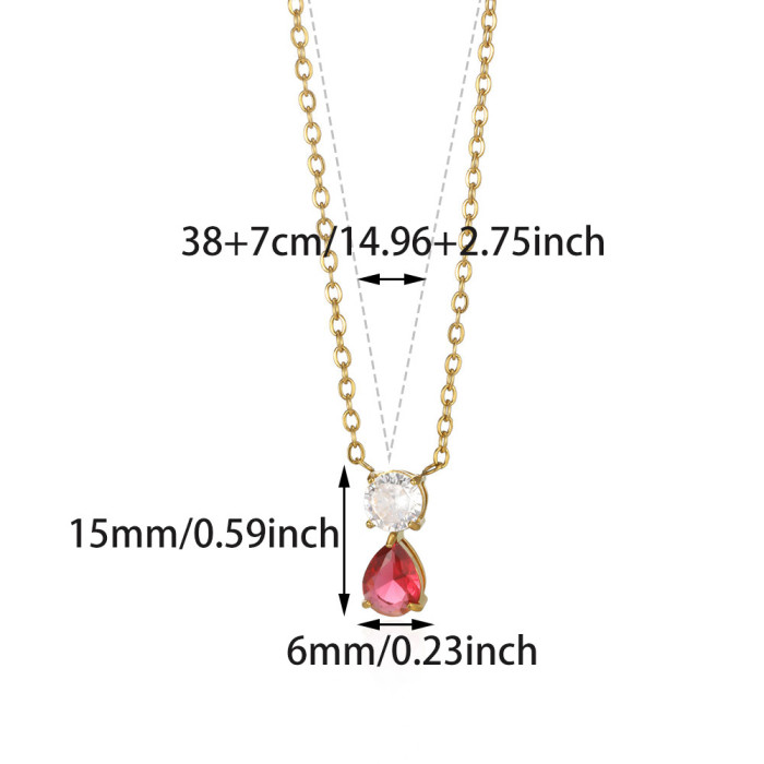 Hot-Selling Twelve Birthstone Pendant Collarbone Chain for Women Stainless Steel Simple Fashion Lucky Stone Necklace