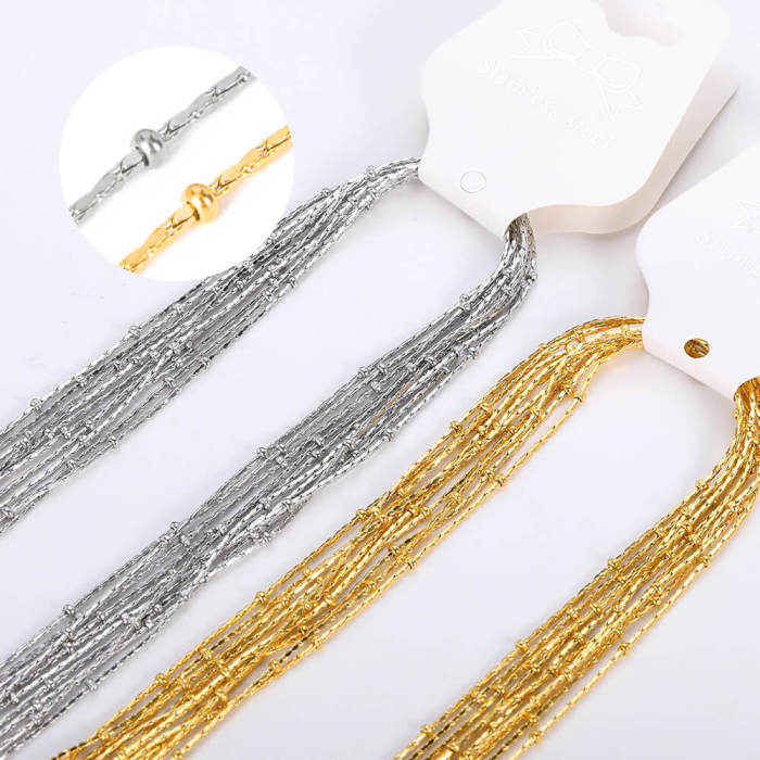 Manufacturer Wholesale 304 Stainless Steel Cross Chain DIY Chain Wholesale Furnace Electroplated 18k Real Gold Bead Chain Necklace