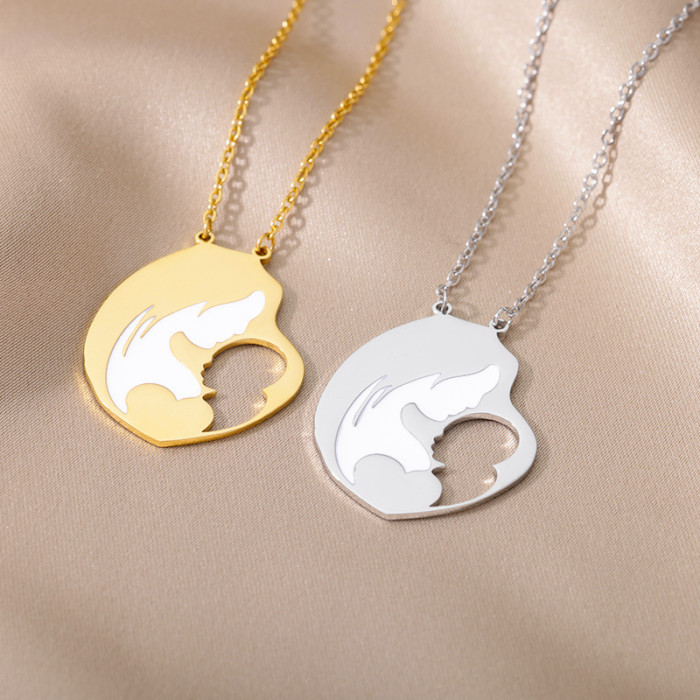 Amazon New Stainless Steel Necklace Mother's Day Series Pendant Mother Holding Children Necklace Mother's Day Gift