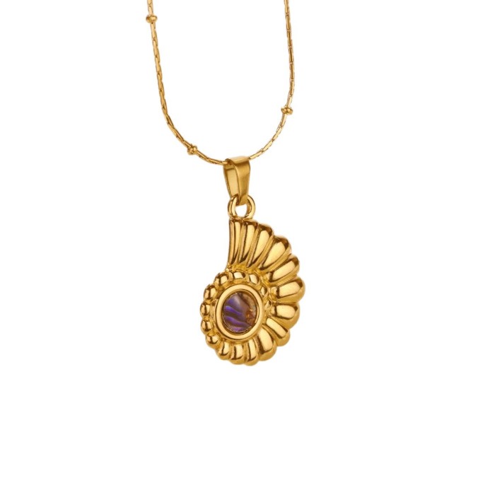 Cross-Border New Hot-Selling Stainless Steel Small Turtle Conch Pendant Ocean Heart Turtle Necklace Beach Necklace