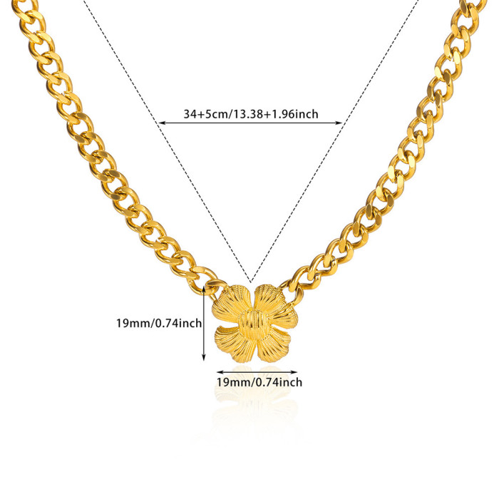 Cross-Border Foreign Trade Simple Elegant Flower Stainless Steel Bracelet Necklace Women's Jewelry Wholesale One Piece Dropshipping