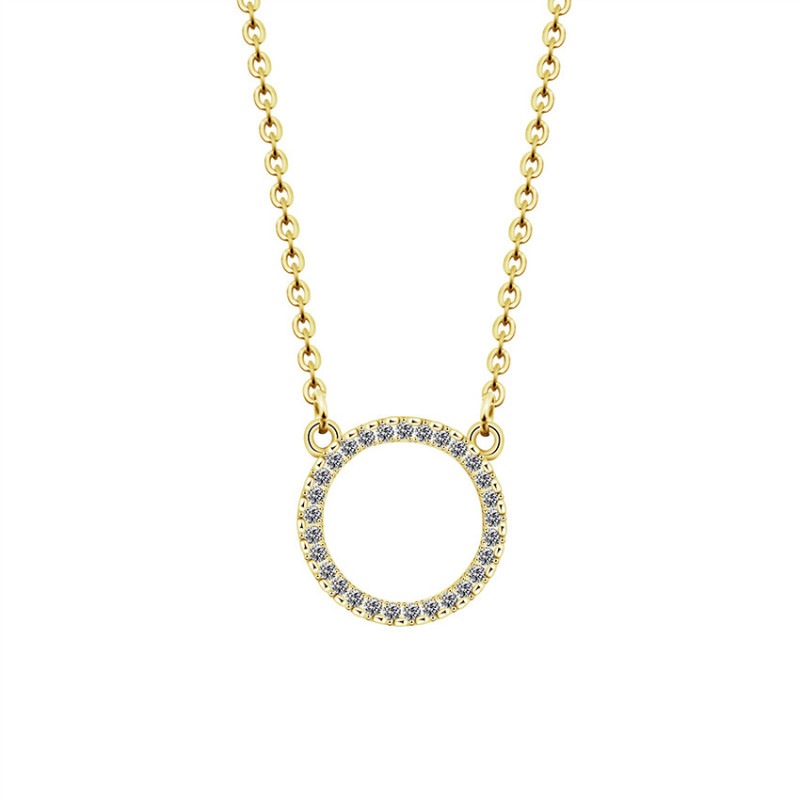 Factory Direct Supply Real Gold 18K Electroplated Micro Pave Zircon Jewelry Round Necklace for Women Fashion Versatile Style