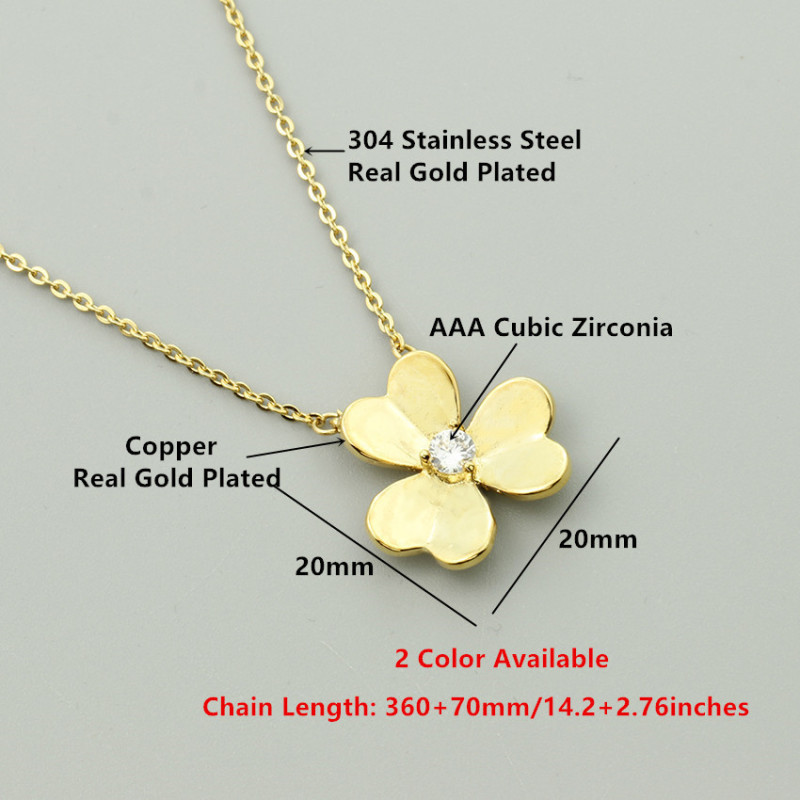 New Inlaid Zircon Clover Necklace Accessories Korean Fashion Jewelry In Stock Wholesale European and American Hot-Selling Necklace