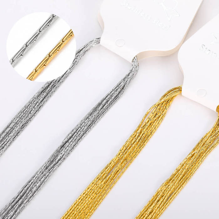 Manufacturer Wholesale 304 Stainless Steel Cross Chain DIY Chain Wholesale Furnace Electroplated 18k Real Gold Bead Chain Necklace