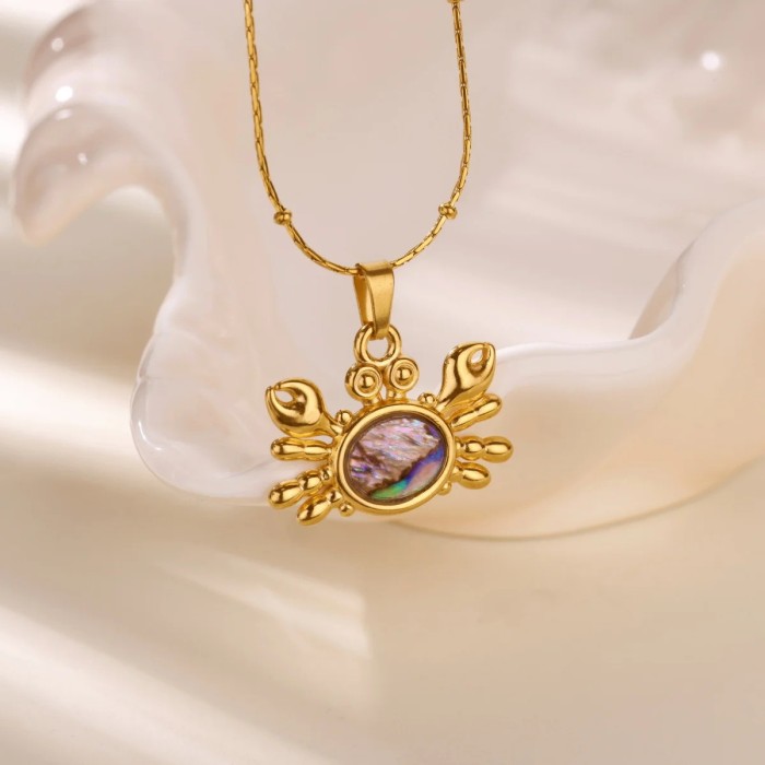 Cross-Border New Hot-Selling Stainless Steel Small Turtle Conch Pendant Ocean Heart Turtle Necklace Beach Necklace