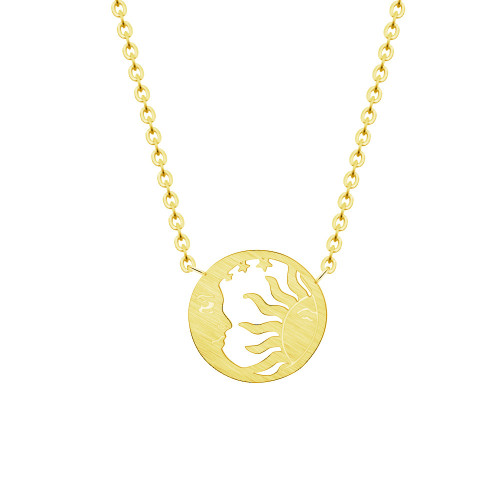 Cross-Border Hot Sale Sun and Moon Tarot Card Vacuum Pendant Necklace for Women 18K Real Gold Plated Women's Necklace