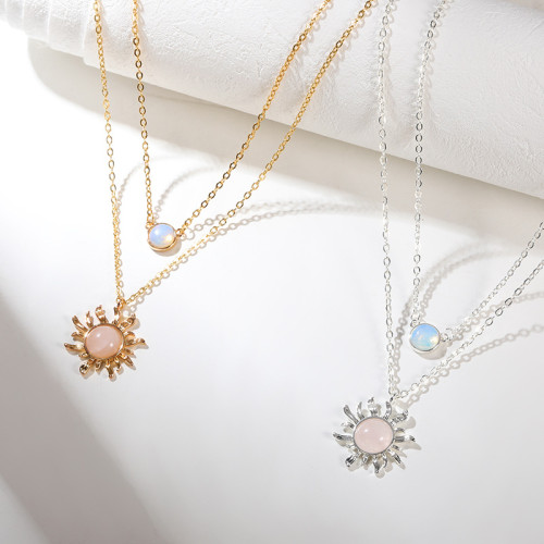 Cross-Border New Fashion Retro Sun Necklace Personality Bohemian Style Multi-Layer Sun Necklace Jewelry for Women Dropshipping