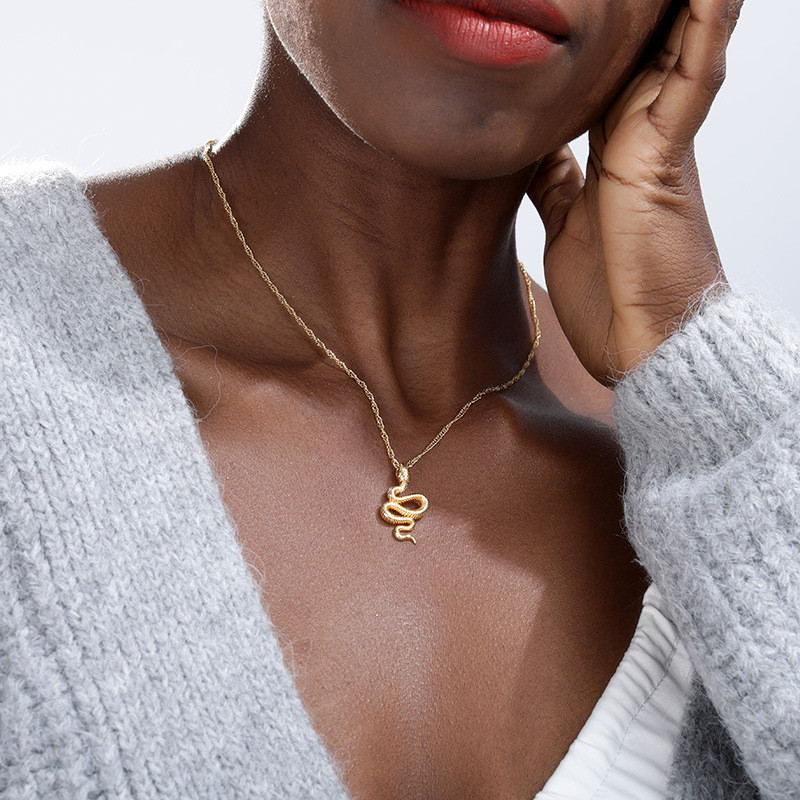 Cross-Border Hot Sale New Snake Cobra Pendant Unisex Stainless Steel Necklace European and American Style