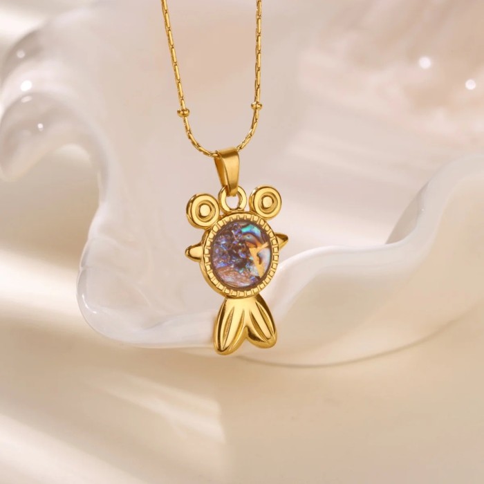 Cross-Border New Hot-Selling Stainless Steel Small Turtle Conch Pendant Ocean Heart Turtle Necklace Beach Necklace