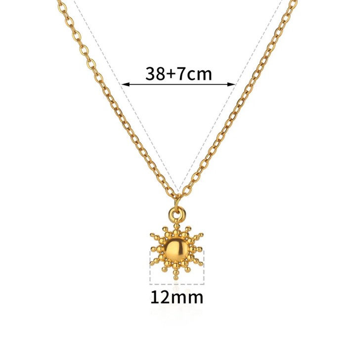 Ins Style New Sunflower Pendant Necklace Round Geometric Women's Collarbone Chain Light Luxury Jewelry Manufacturer D...