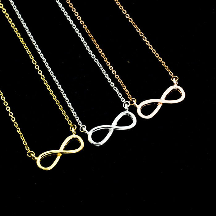 Korean Style Simple Infinity Necklace Collarbone Chain Amazon Infinity Women's Necklace Cross-Border Jewelry Wholesale