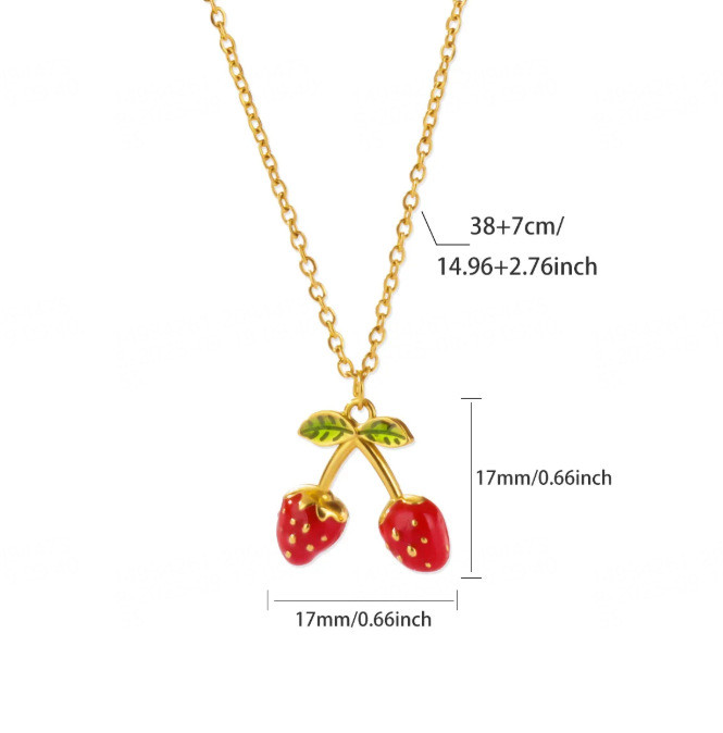 Cross-Border High-End Sweet Girl Student Cute Gift Cherry Fruit Pendant Necklace Collarbone Chain Stainless Steel Women