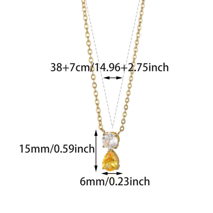 Hot-Selling Twelve Birthstone Pendant Collarbone Chain for Women Stainless Steel Simple Fashion Lucky Stone Necklace
