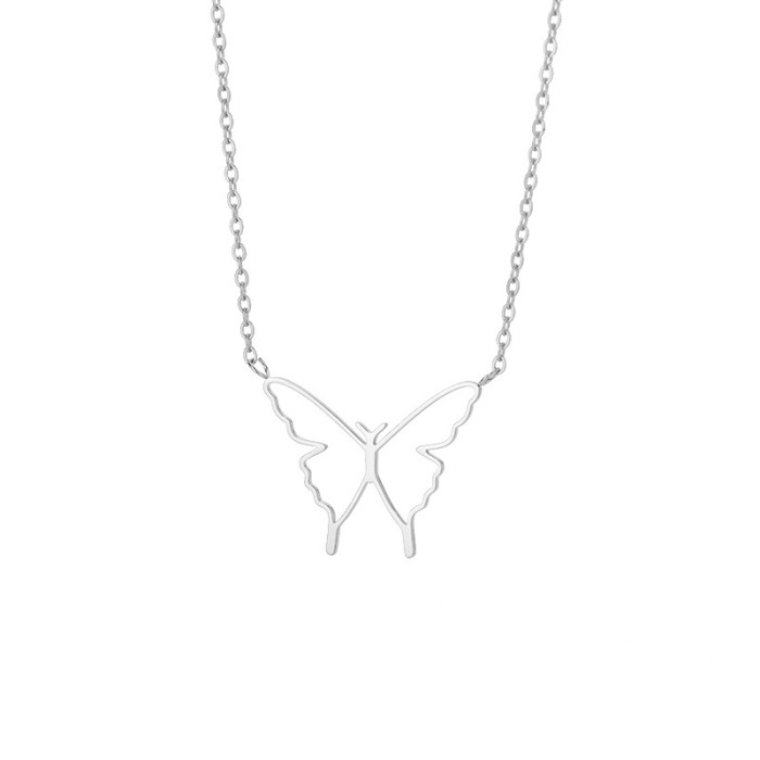 Simple New Hollow Butterfly Pendant 18K Stainless Steel Heart-Shaped Butterfly Necklace for Women Manufacturer One-Pi...