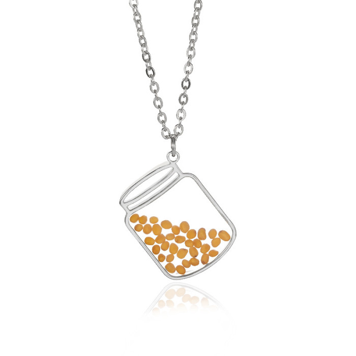 Fashion Shepherd's Purse Seeds Wishing Oval Time Necklace for Men and Women Couples Personalized Commemorative Gift