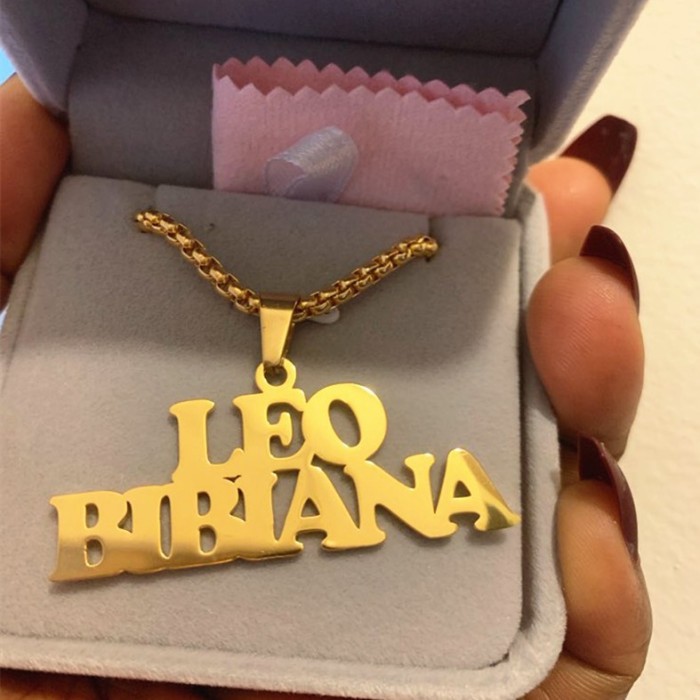 18k Stainless Steel Necklace DIY Necklace Rock Style Bead Chain Signature Personalized Name Necklace Personalized Pendant