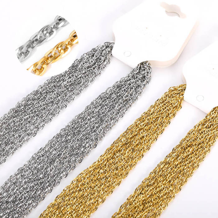 Manufacturer Wholesale 304 Stainless Steel Cross Chain DIY Chain Wholesale Furnace Electroplated 18k Real Gold Bead Chain Necklace