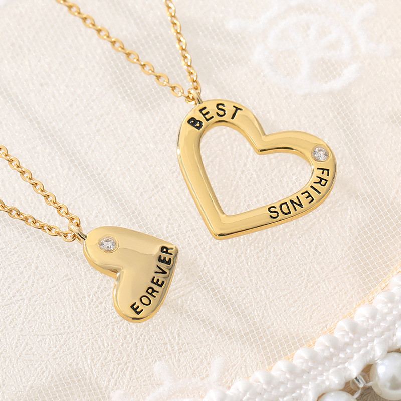 European and American New Heart-shaped Couple Necklace Stainless Steel Necklace Unisex Love Pendant Necklace Cross-border Jewelry