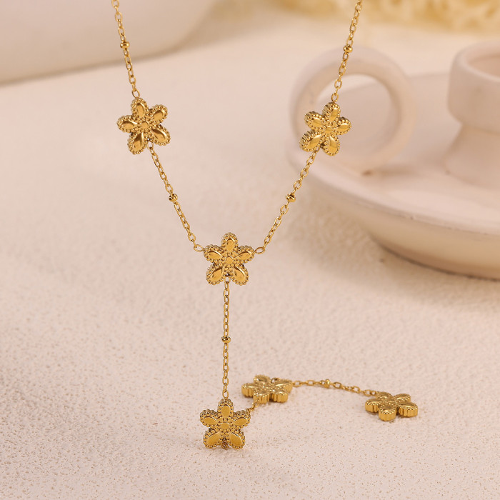 Amazon New Hot Selling Heart-Shaped Interwoven Necklace for Women Adjustable Butterfly Collarbone Chain Stainless Ste...