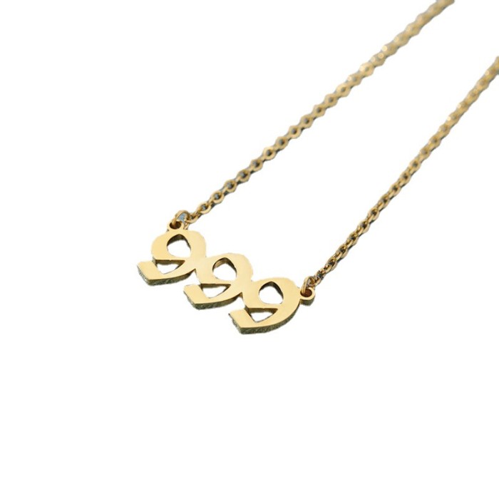 Cross-Border New Ancient English Numerical Necklace Angel 111-999 Commemorative Gift Stainless Steel Men and Women Couple Necklace