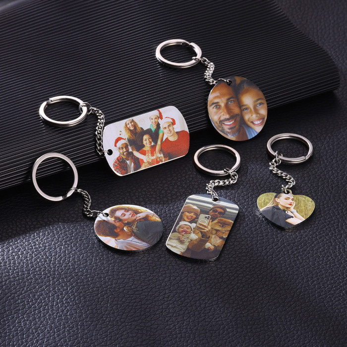 Cross-Border New Color Printing Square Tag DIY Personalized UV Color Printing Photo Necklace Mother's Day Gift Manufacturer