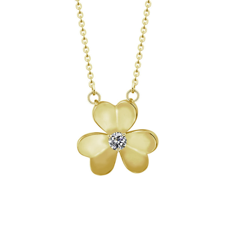 New Inlaid Zircon Clover Necklace Accessories Korean Fashion Jewelry In Stock Wholesale European and American Hot-Selling Necklace